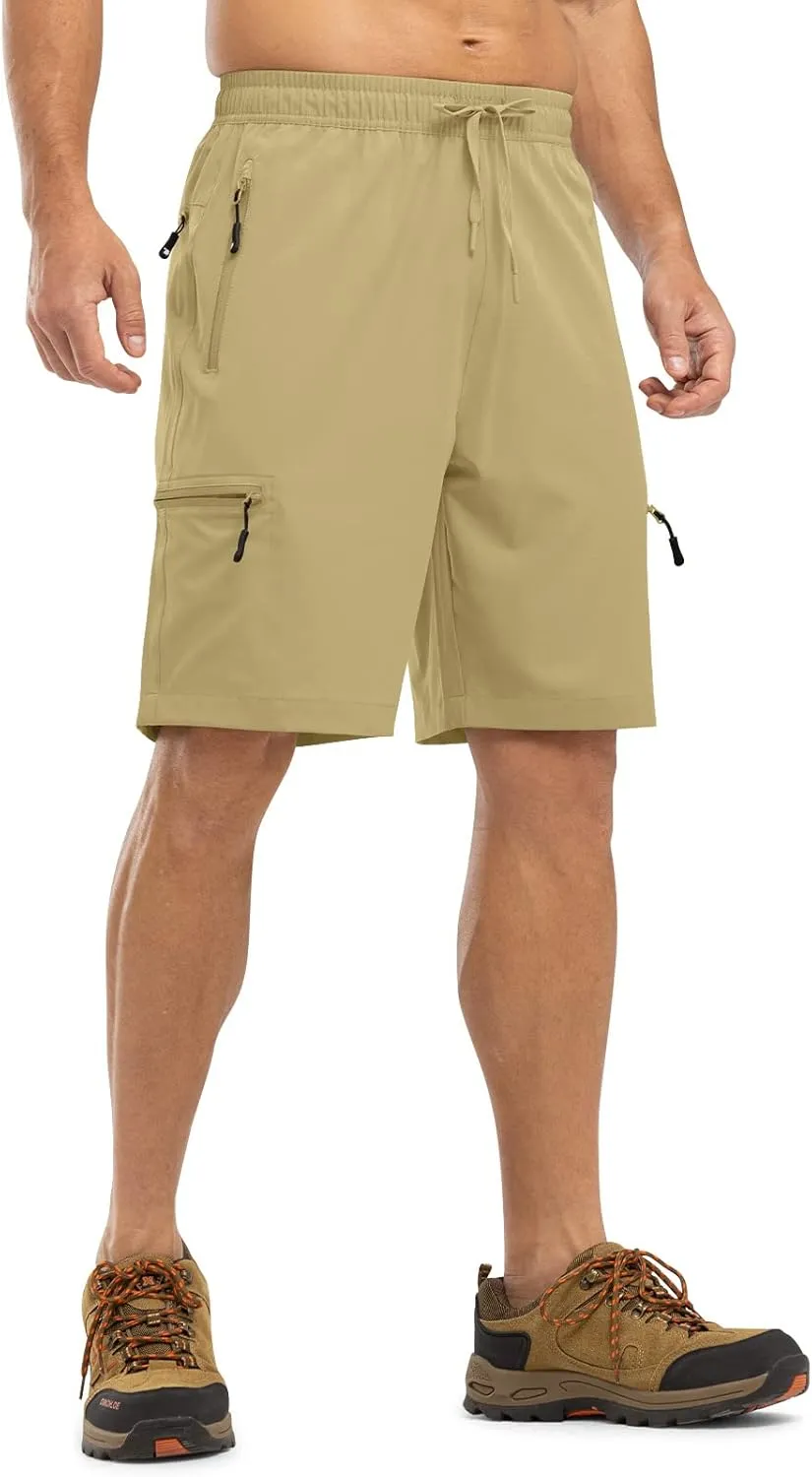 TBMPOY Men's Hiking Shorts with 5 Zip Pockets 9'' Lightweight Outdoor Work Athletic Travel Short for Men Casual Running