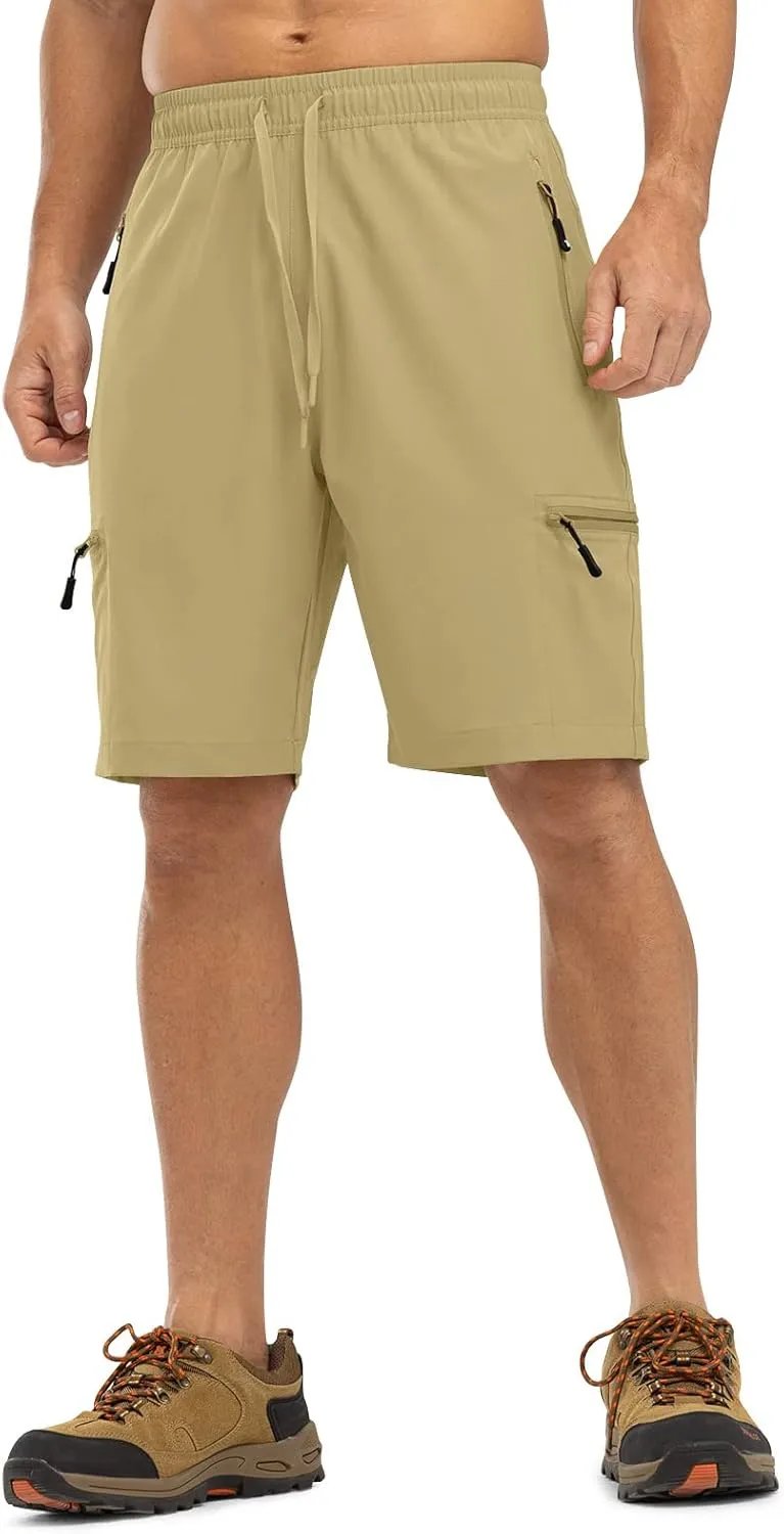 TBMPOY Men's Hiking Shorts with 5 Zip Pockets 9'' Lightweight Outdoor Work Athletic Travel Short for Men Casual Running