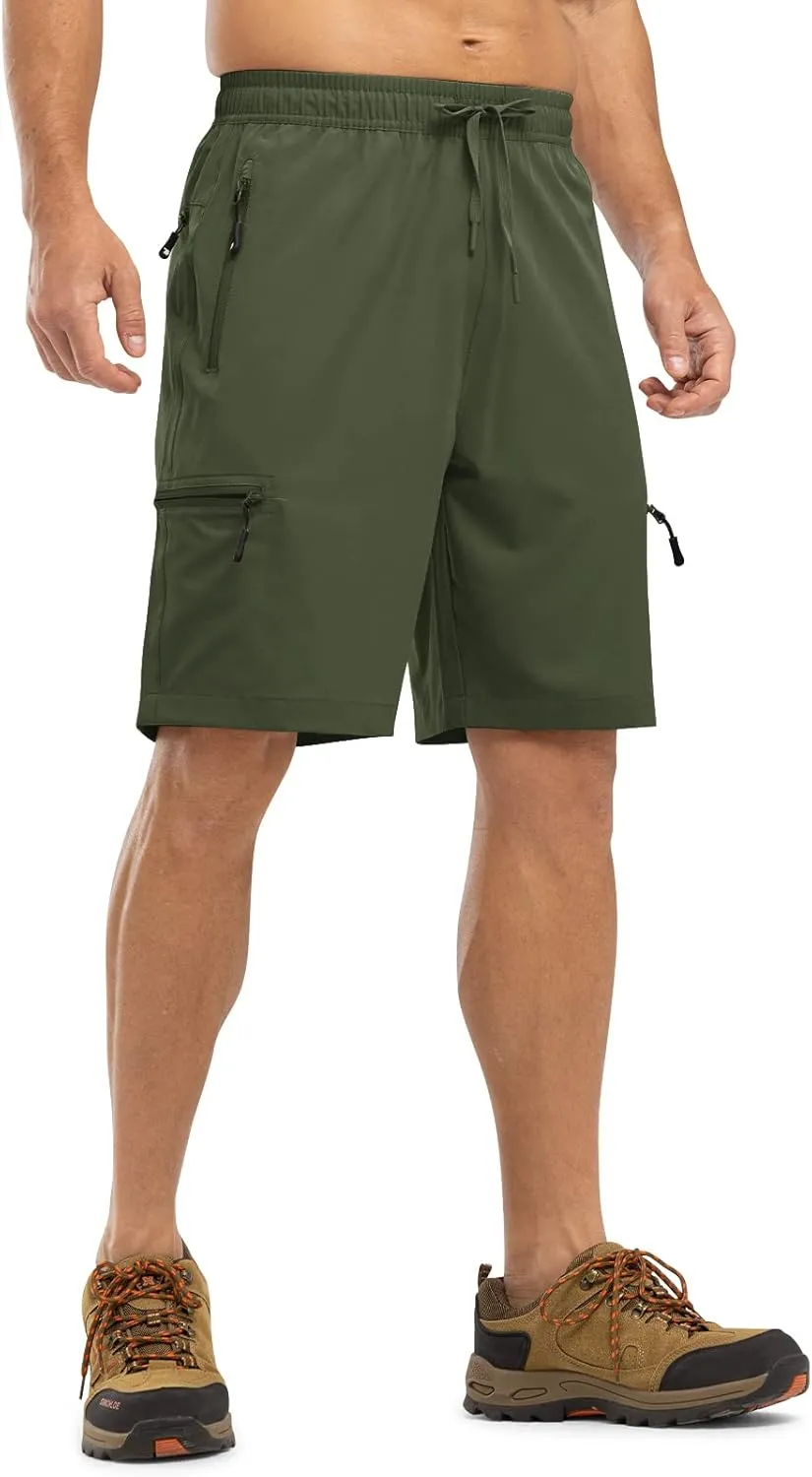 TBMPOY Men's Hiking Shorts with 5 Zip Pockets 9'' Lightweight Outdoor Work Athletic Travel Short for Men Casual Running