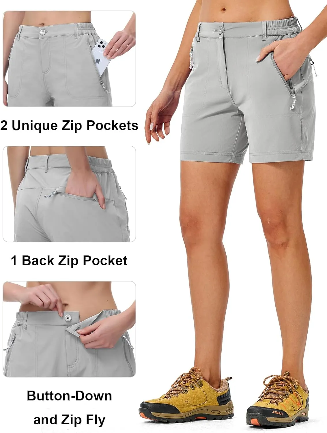TBMPOY Women's 6" Hiking Cargo Shorts Quick Dry with Pockets Work Golf Short Lightweight Outdoor Active Summer for Women