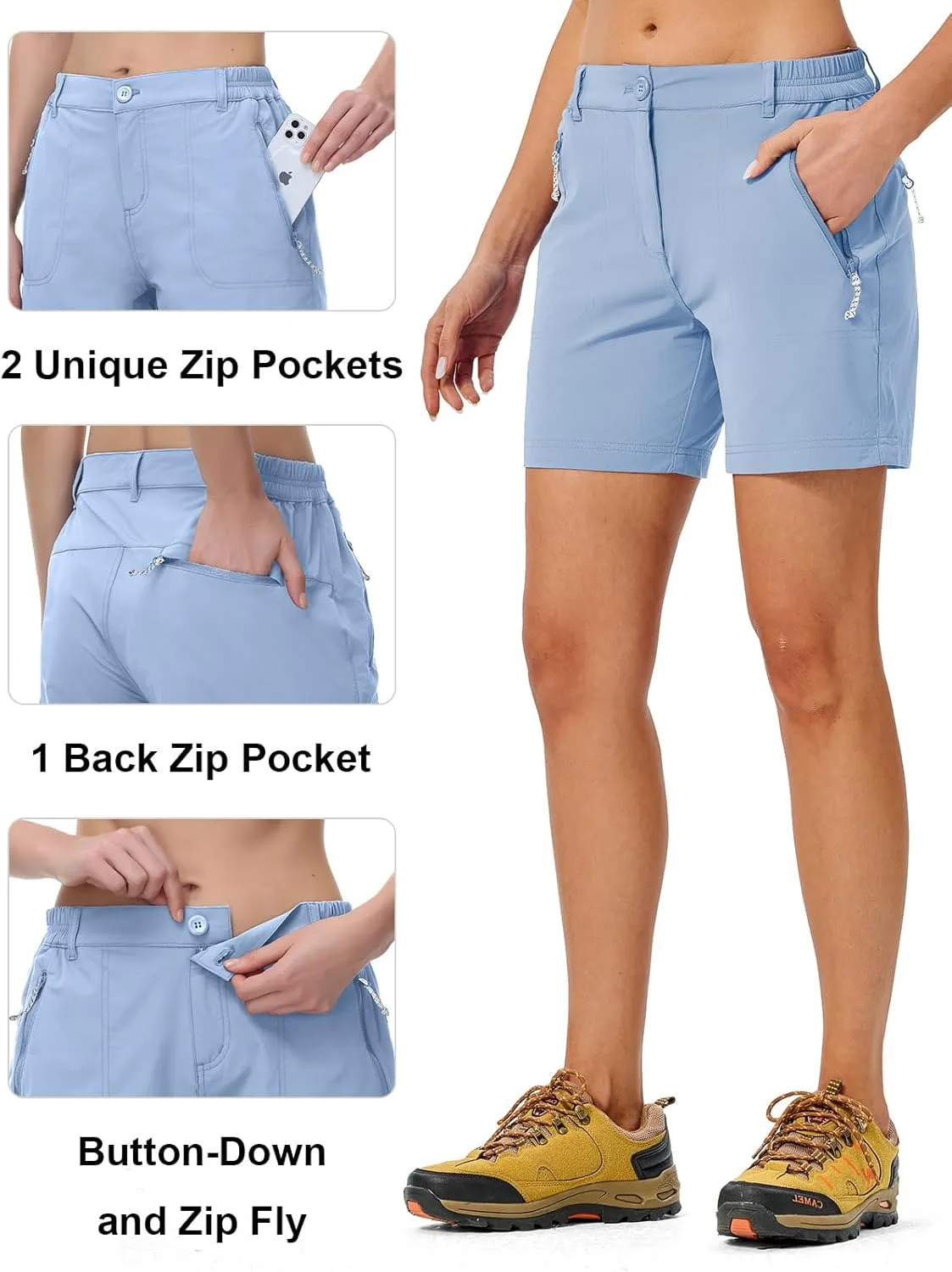 TBMPOY Women's 6" Hiking Cargo Shorts Quick Dry with Pockets Work Golf Short Lightweight Outdoor Active Summer for Women