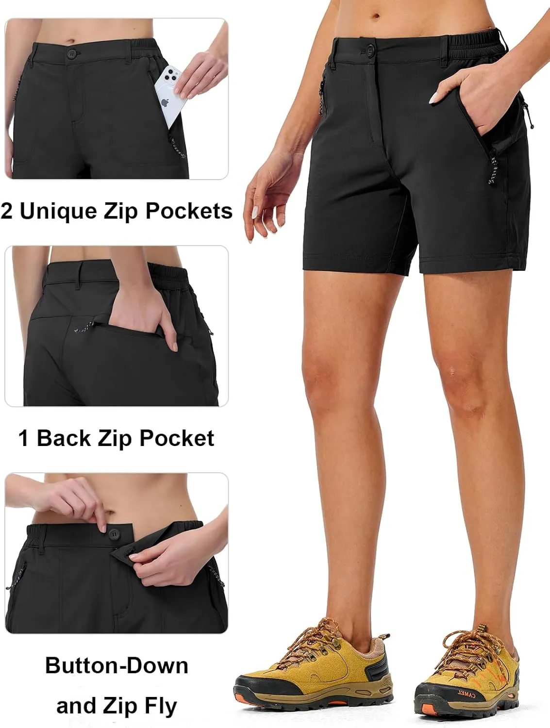 TBMPOY Women's 6" Hiking Cargo Shorts Quick Dry with Pockets Work Golf Short Lightweight Outdoor Active Summer for Women
