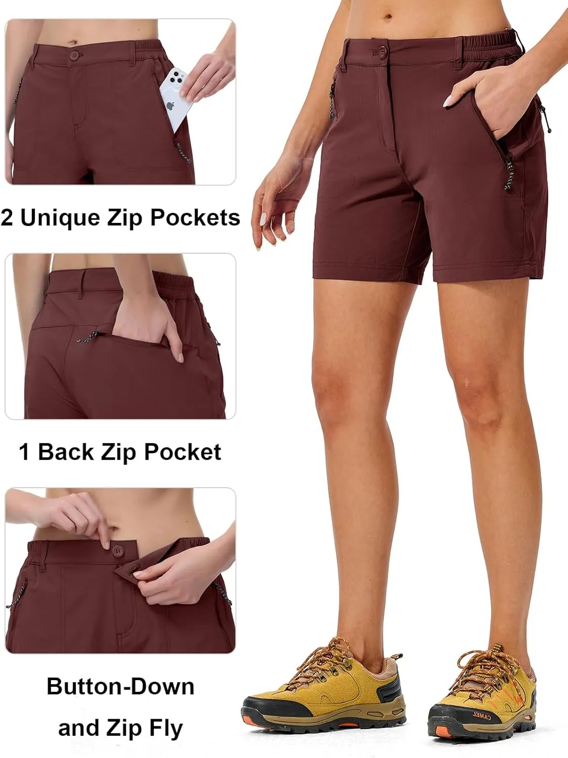 TBMPOY Women's 6" Hiking Cargo Shorts Quick Dry with Pockets Work Golf Short Lightweight Outdoor Active Summer for Women