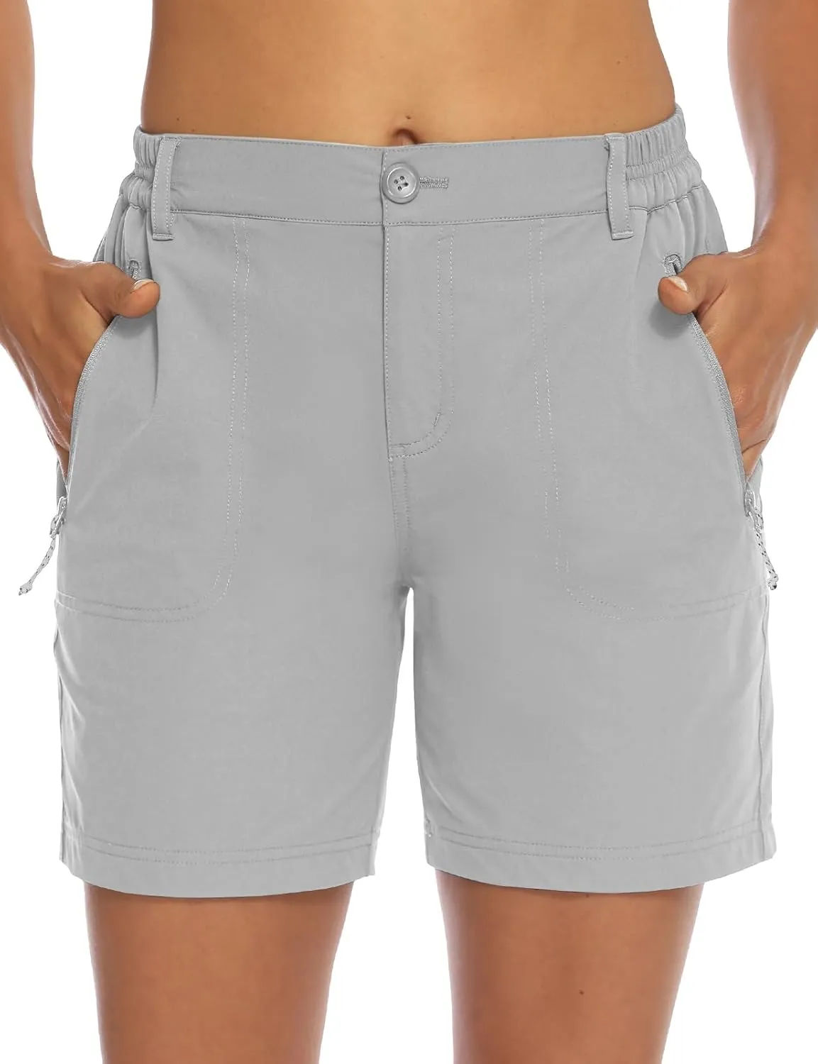 TBMPOY Women's 6" Hiking Cargo Shorts Quick Dry with Pockets Work Golf Short Lightweight Outdoor Active Summer for Women