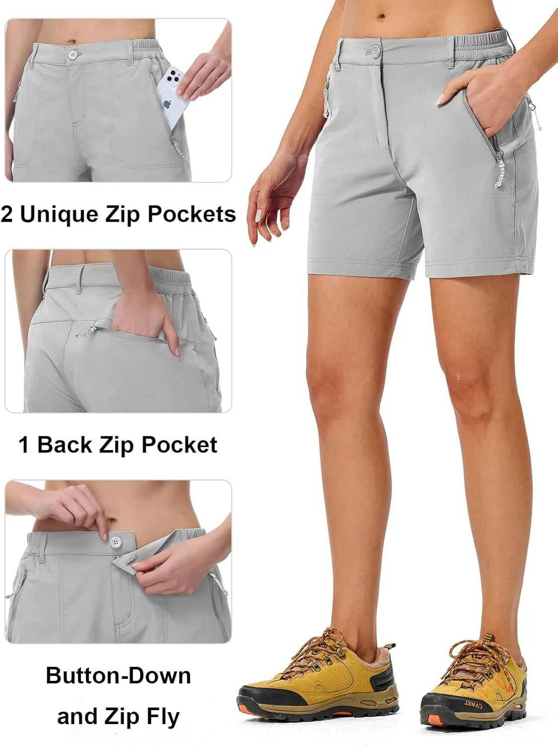 TBMPOY Women's 6" Hiking Cargo Shorts Quick Dry with Pockets Work Golf Short Lightweight Outdoor Active Summer for Women
