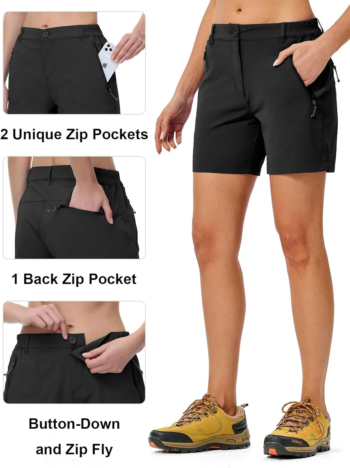 TBMPOY Women's 6" Hiking Cargo Shorts Quick Dry with Pockets Work Golf Short Lightweight Outdoor Active Summer for Women