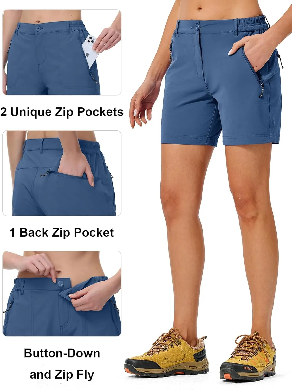 TBMPOY Women's 6" Hiking Cargo Shorts Quick Dry with Pockets Work Golf Short Lightweight Outdoor Active Summer for Women