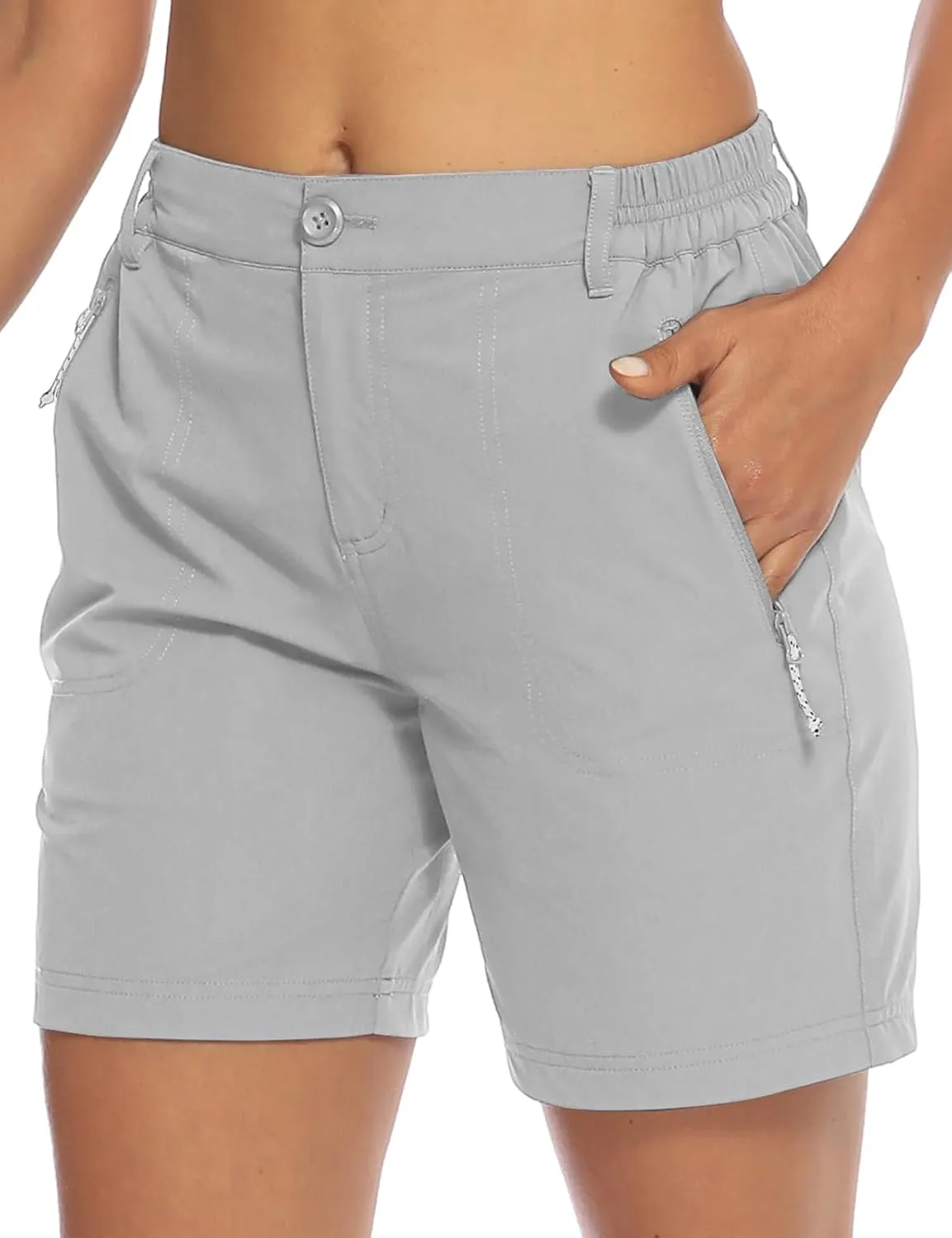 TBMPOY Women's 6" Hiking Cargo Shorts Quick Dry with Pockets Work Golf Short Lightweight Outdoor Active Summer for Women