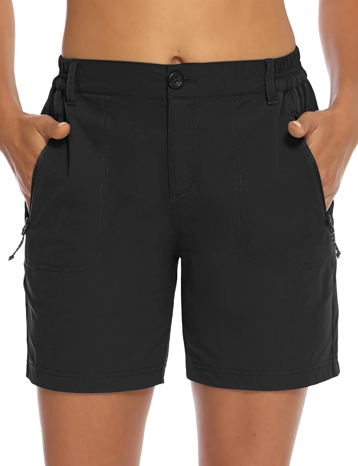 TBMPOY Women's 6" Hiking Cargo Shorts Quick Dry with Pockets Work Golf Short Lightweight Outdoor Active Summer for Women