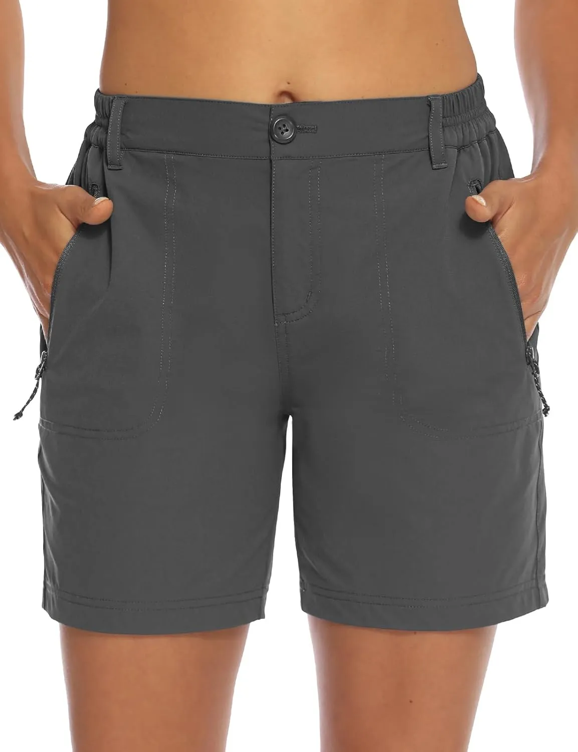 TBMPOY Women's 6" Hiking Cargo Shorts Quick Dry with Pockets Work Golf Short Lightweight Outdoor Active Summer for Women