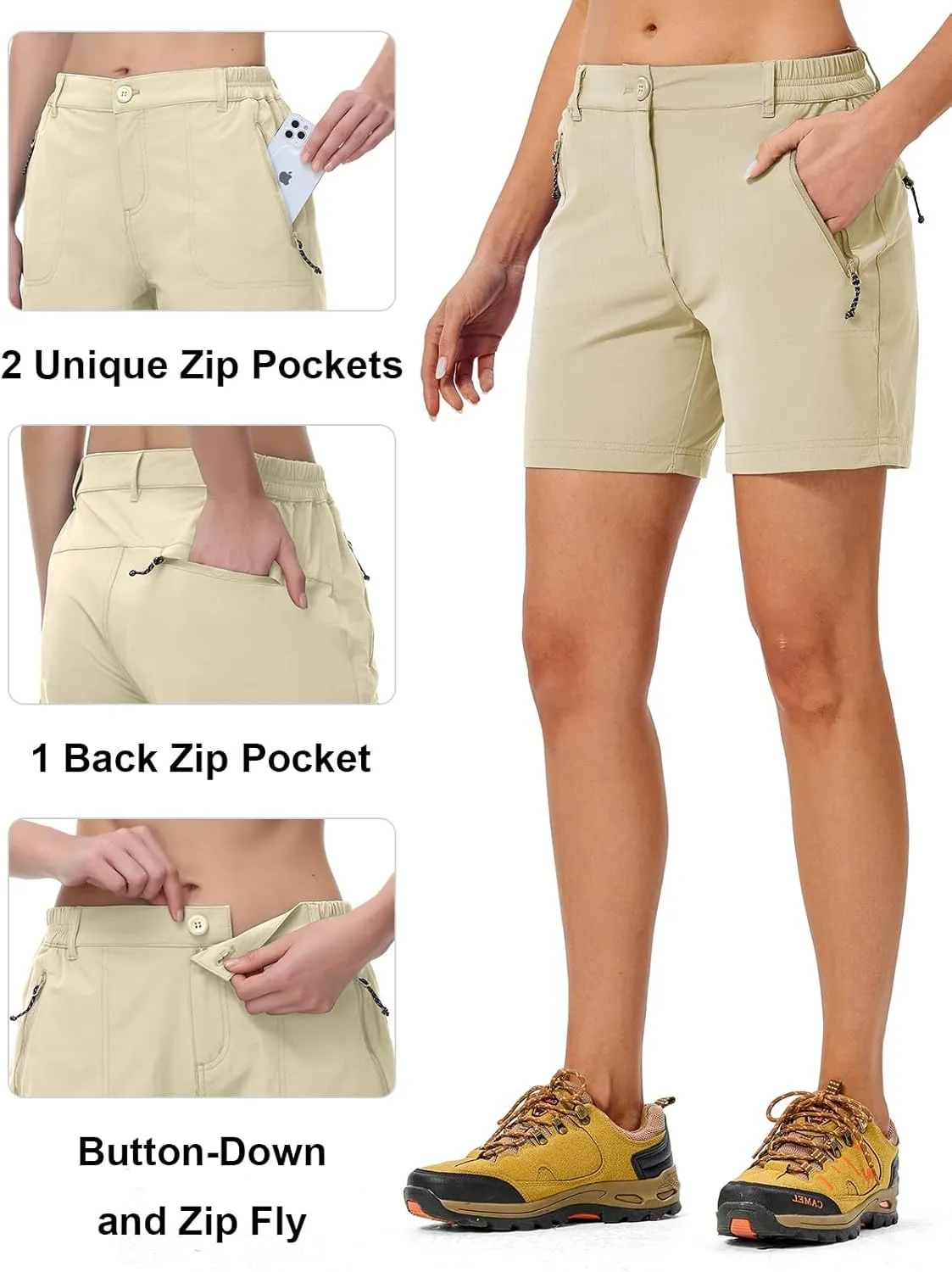 TBMPOY Women's 6" Hiking Cargo Shorts Quick Dry with Pockets Work Golf Short Lightweight Outdoor Active Summer for Women