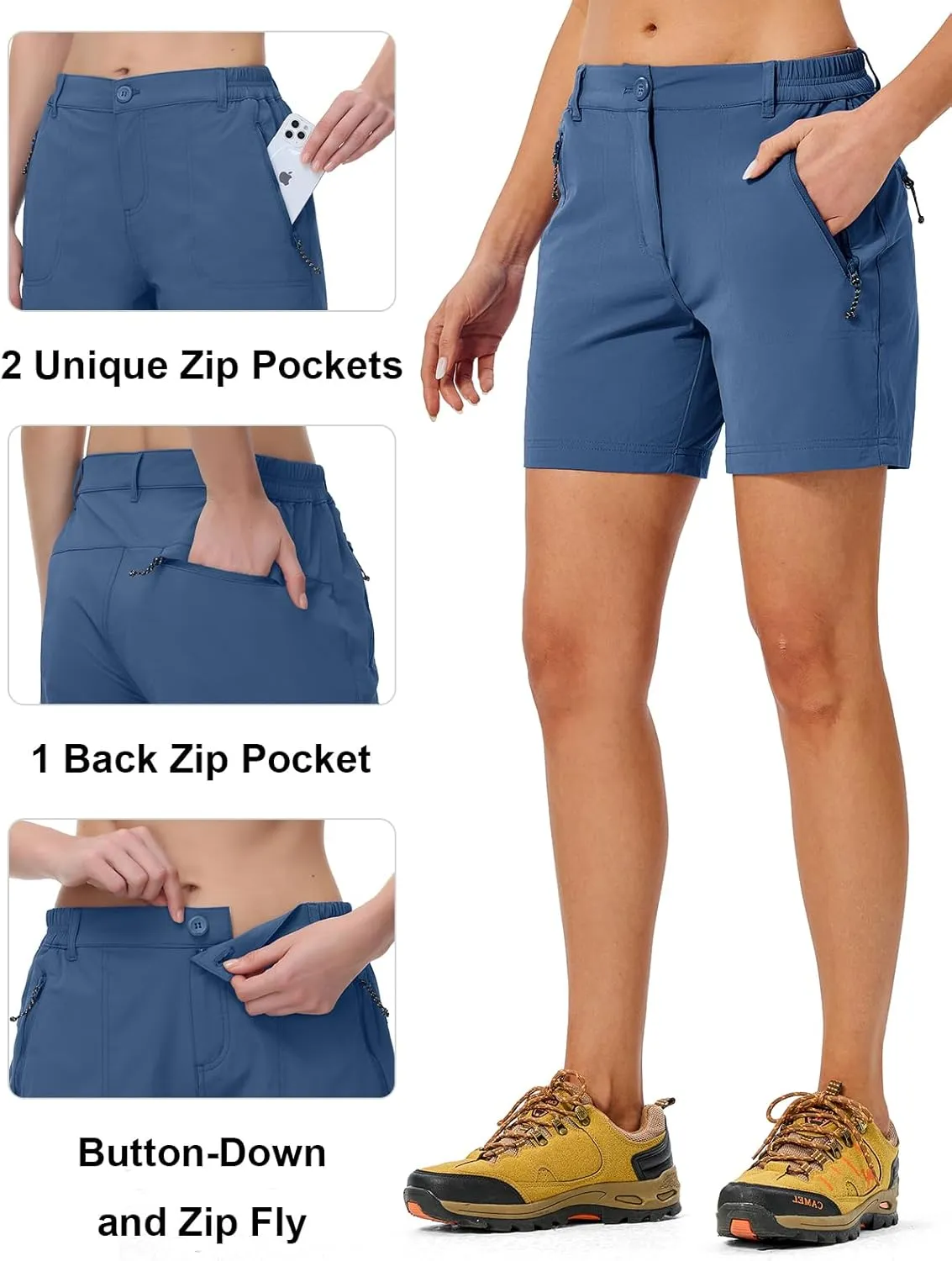 TBMPOY Women's 6" Hiking Cargo Shorts Quick Dry with Pockets Work Golf Short Lightweight Outdoor Active Summer for Women