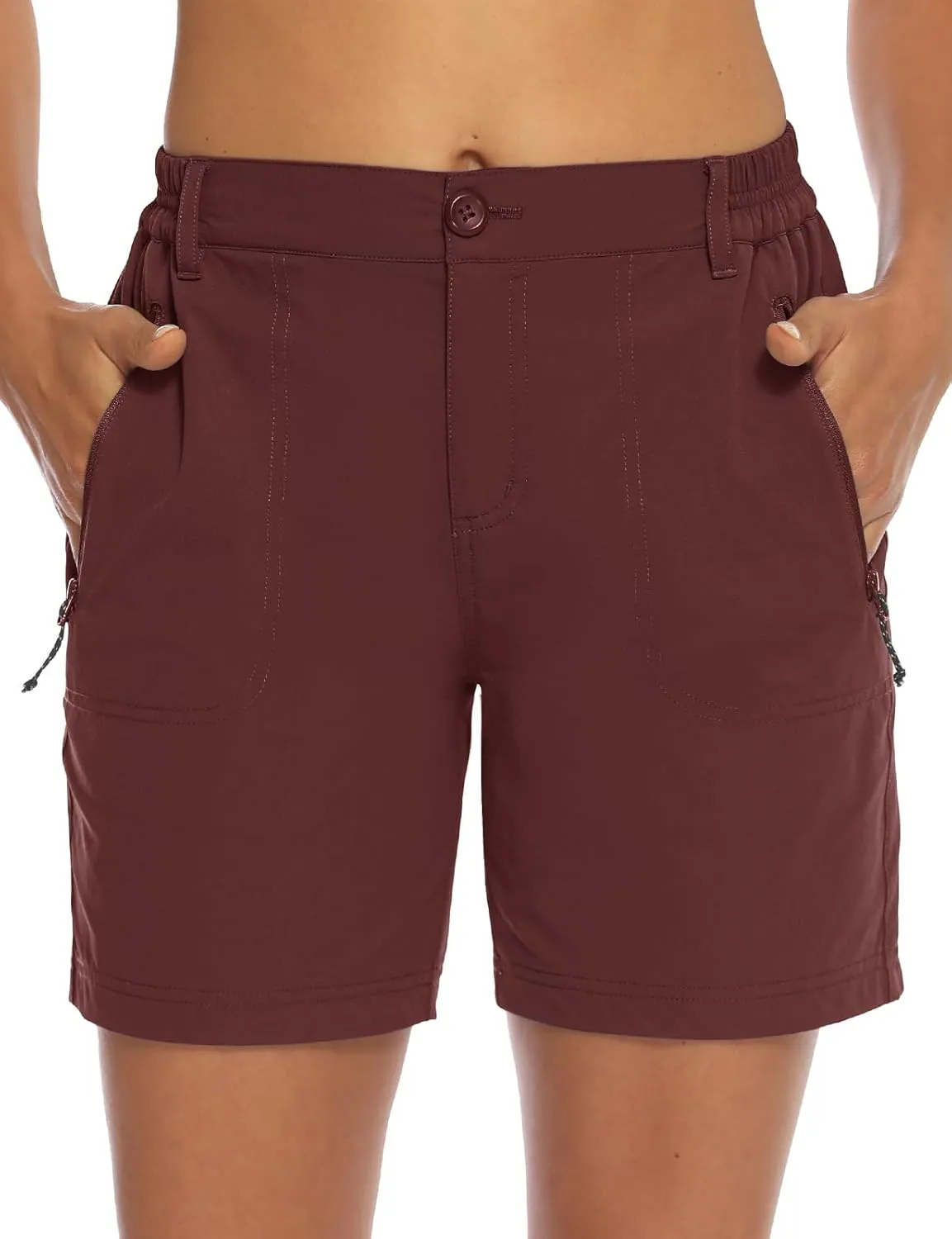 TBMPOY Women's 6" Hiking Cargo Shorts Quick Dry with Pockets Work Golf Short Lightweight Outdoor Active Summer for Women