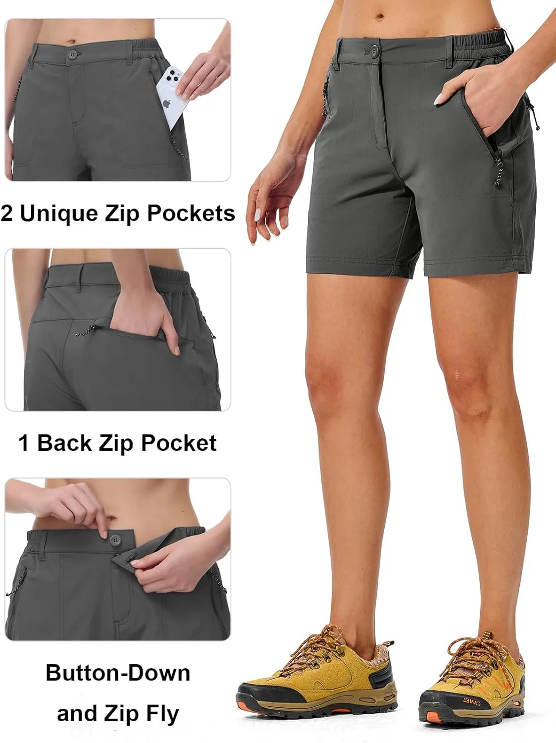 TBMPOY Women's 6" Hiking Cargo Shorts Quick Dry with Pockets Work Golf Short Lightweight Outdoor Active Summer for Women