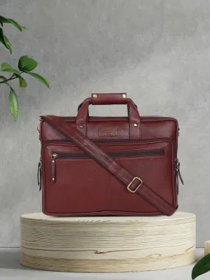 Teakwood Brown Solid Genuine Leather Laptop Bag
