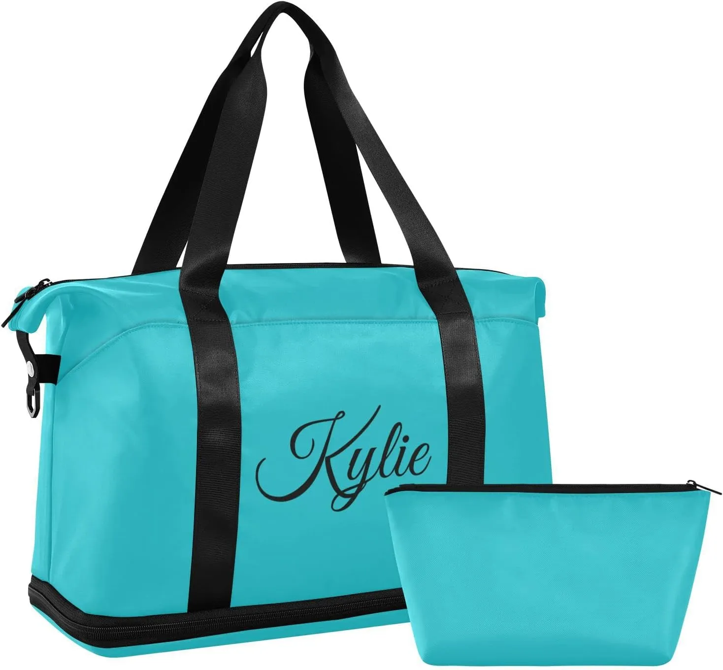 Teal Custom Gym Duffel with Shoe Compartment - Weekender, Carry On, Overnight Bag for Gym, Travel, Yoga, Sports