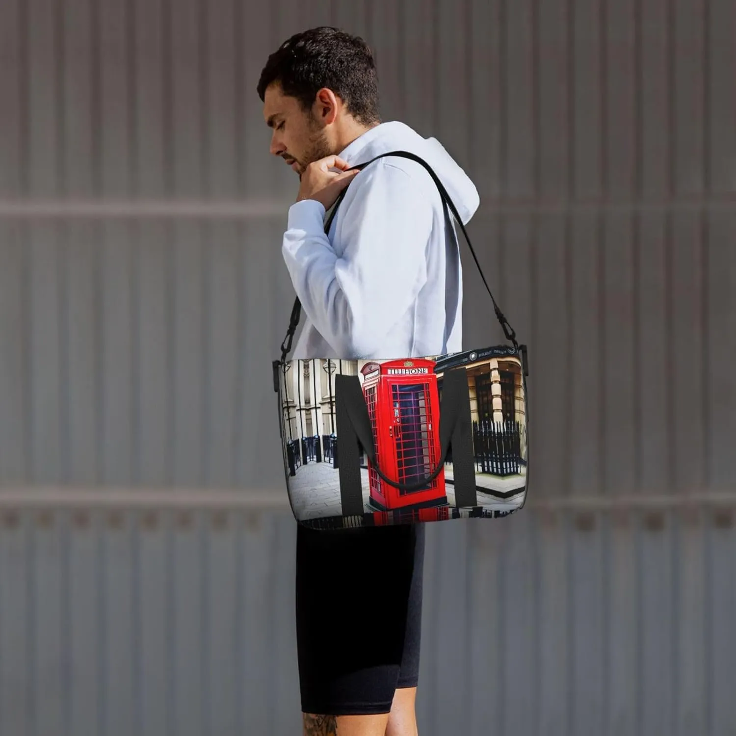 Telephone Booth Travel Duffel Bag Carry On Tote Bags For Men,Weekender Overnight Bag,Sports Tote Gym Bag
