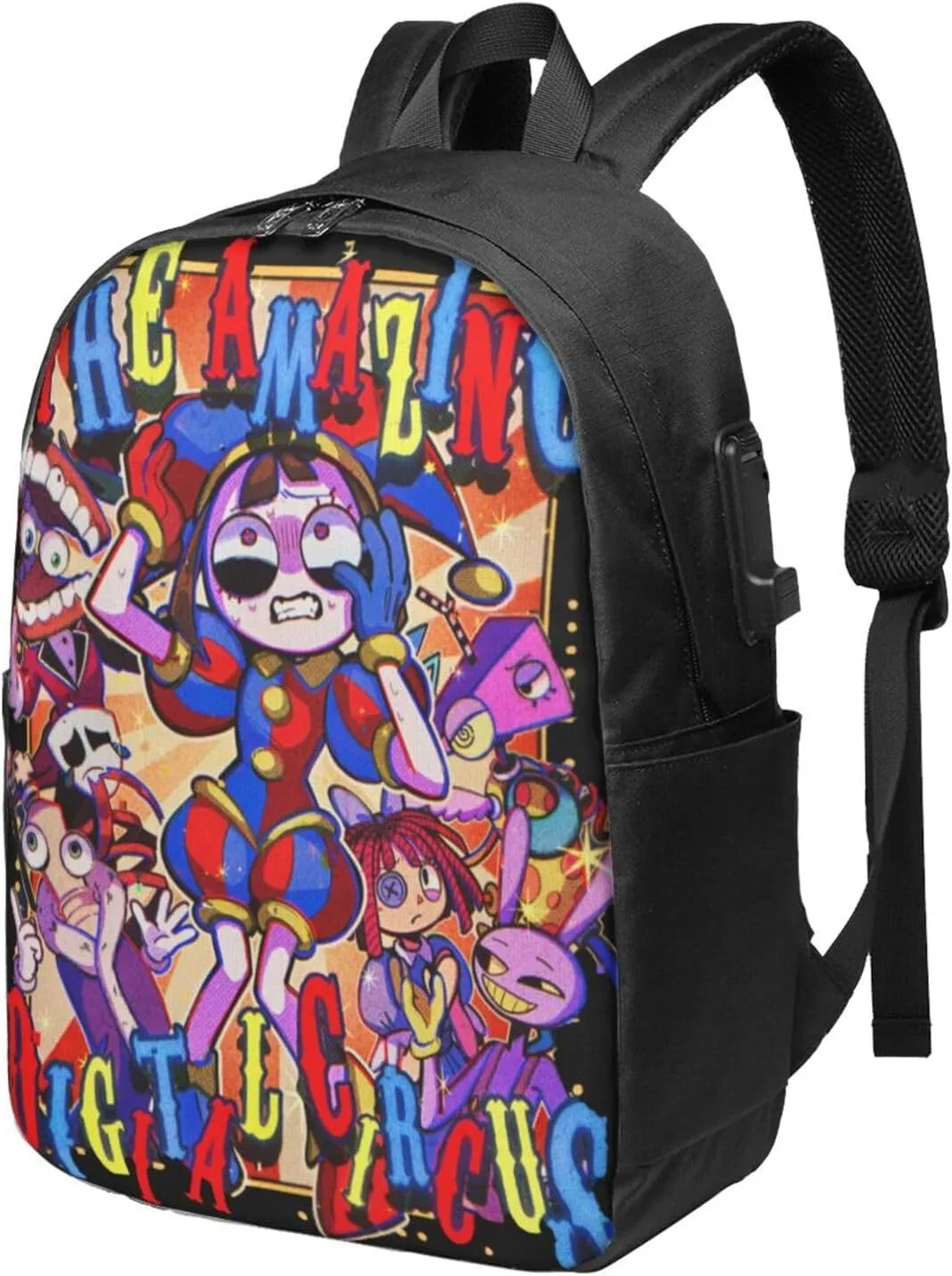 The Amazing Funny Digital Comedy Circus Laptop Backpack Large Travel Bags for Men Women Gym Bags Convenient Work Rucksack Casual Daypack for Picnic Notebook Bag with Usb Charging Port