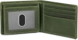 The Antiq Premium Leather Wallet for Men Bifold (Green) RFID Blocking Leather Card Holder Purse Gifts for Father - Slim & Stylish Handmade Mens Leather Wallet with 2 Billfold Pockets & 6 Card Slots