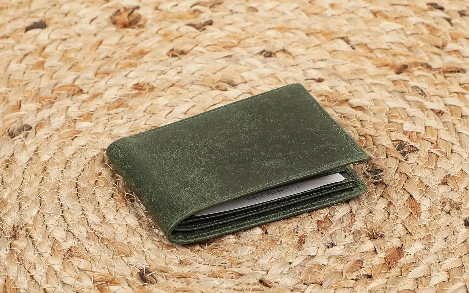 The Antiq Premium Leather Wallet for Men Bifold (Green) RFID Blocking Leather Card Holder Purse Gifts for Father - Slim & Stylish Handmade Mens Leather Wallet with 2 Billfold Pockets & 6 Card Slots