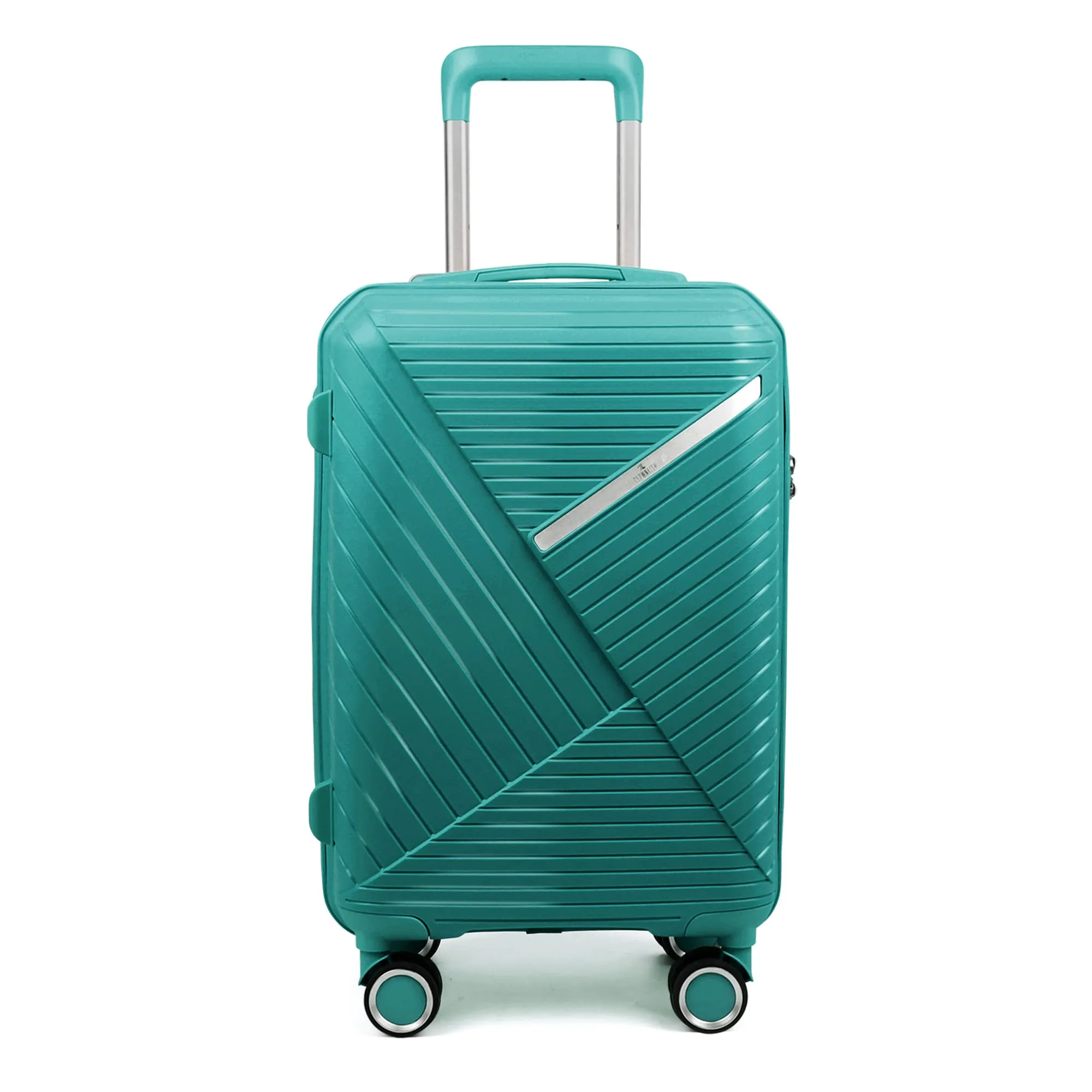 THE CLOWNFISH Denzel Series Luggage Polypropylene Hard Case Suitcase Eight Wheel Trolley Bag with TSA Lock- Teal (Small size, 56 cm-22 inch)