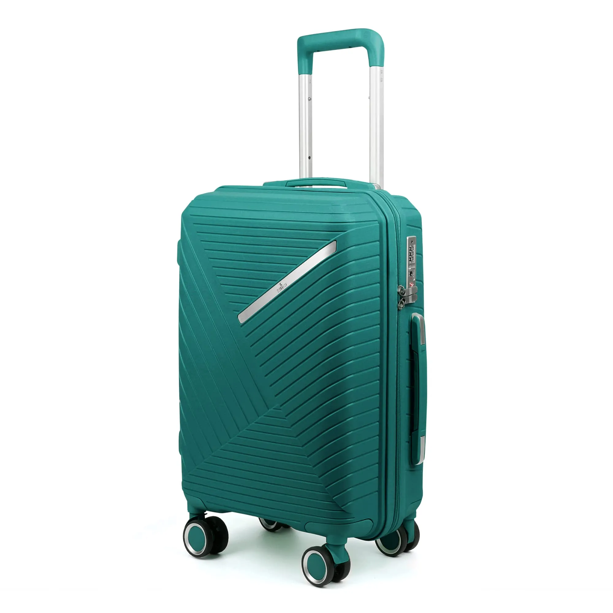 THE CLOWNFISH Denzel Series Luggage Polypropylene Hard Case Suitcase Eight Wheel Trolley Bag with TSA Lock- Teal (Small size, 56 cm-22 inch)