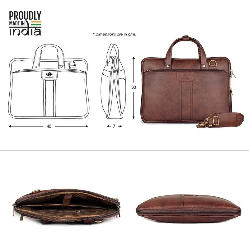The Clownfish Richard Series Faux Leather 14 inch Laptop Bags, Brown Laptop Briefcase for Men, Laptop Bags for Men, Messenger Bags For Men,(Mahogany)
