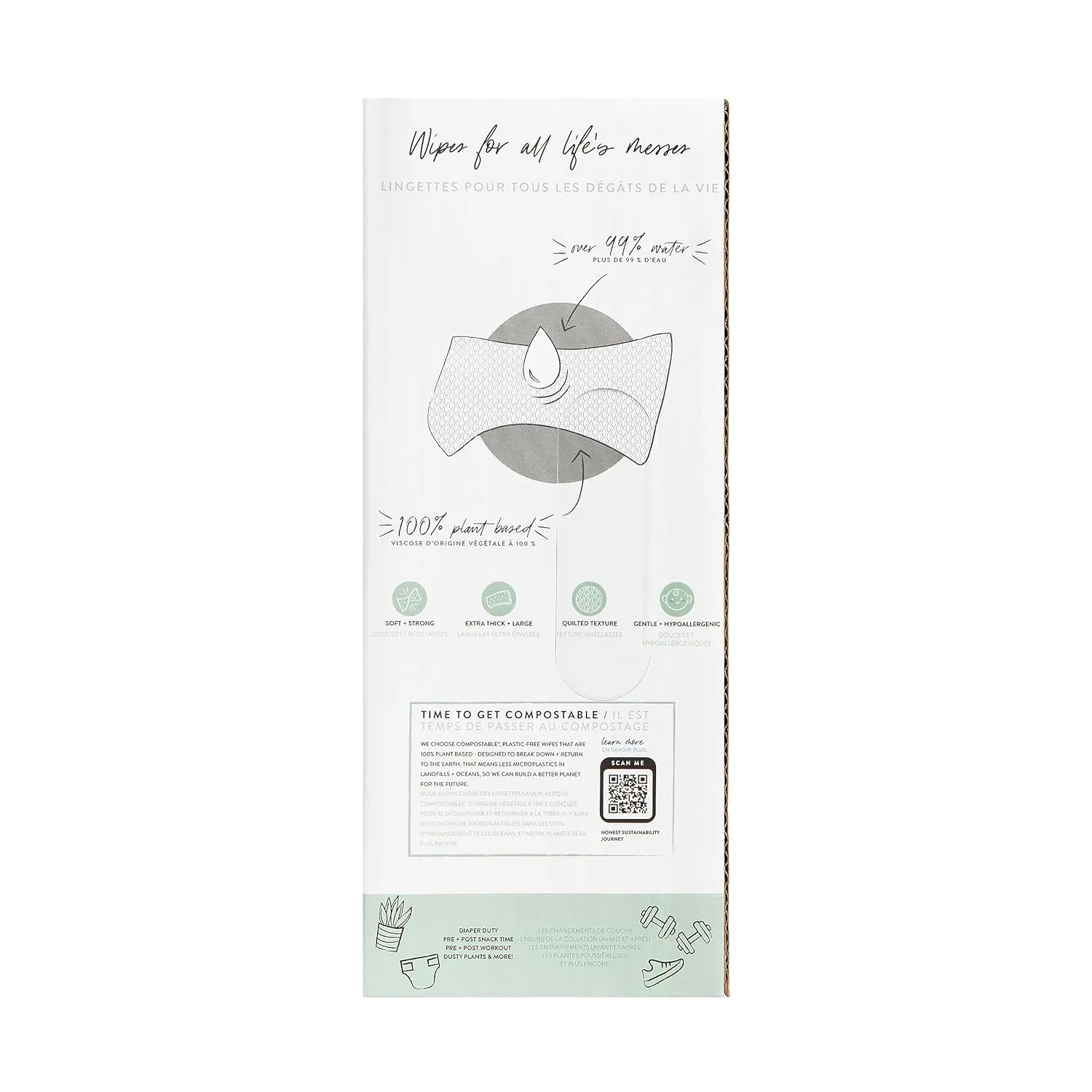 The Honest Company Clean Conscious Multi-Use Wipes | Hypoallergenic   Unscented for Sensitive Skin | Over 99% Water, Compostable, Plant Based, Baby Wipes | Balance Blues, 288 Count