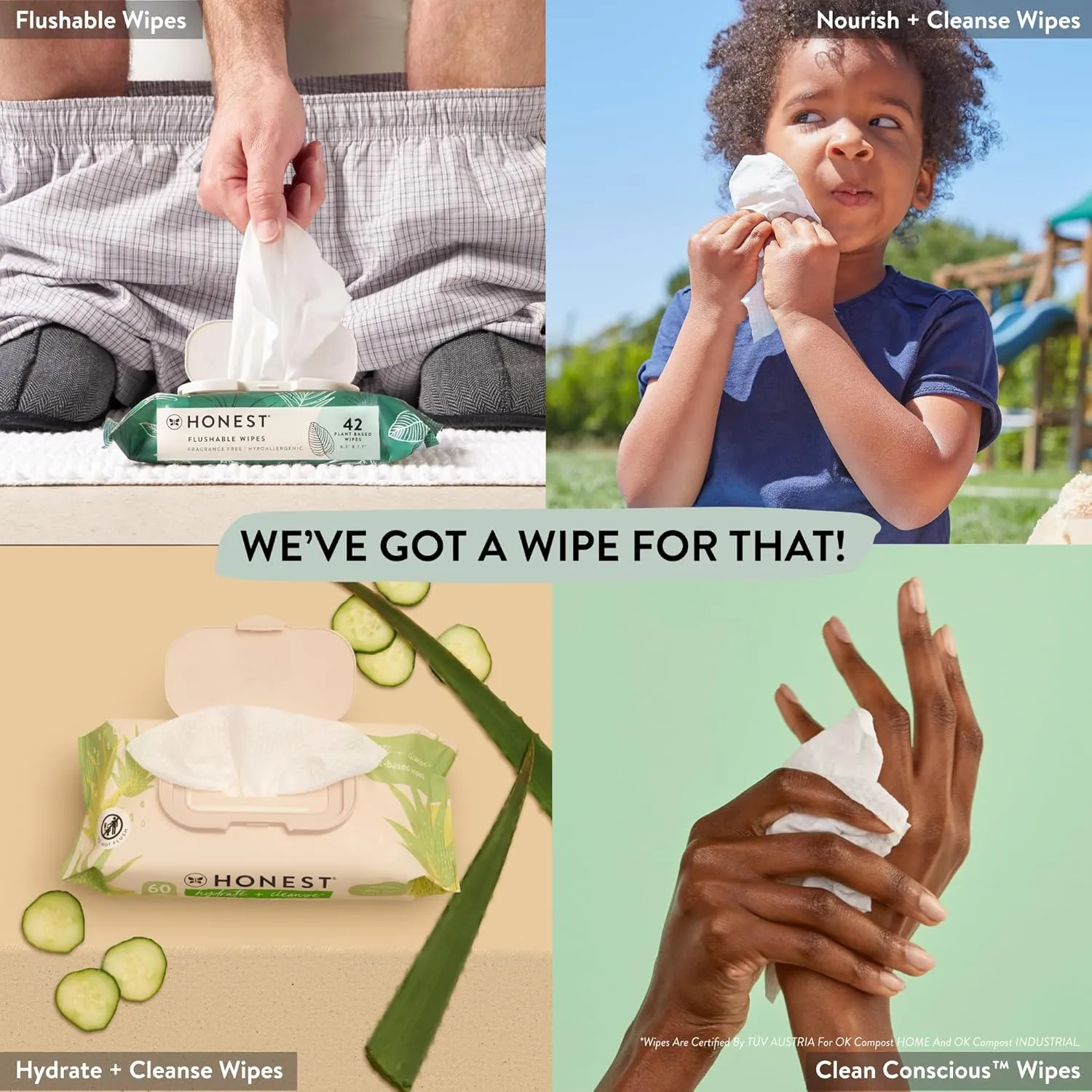 The Honest Company Clean Conscious Multi-Use Wipes | Hypoallergenic   Unscented for Sensitive Skin | Over 99% Water, Compostable, Plant Based, Baby Wipes | Balance Blues, 288 Count