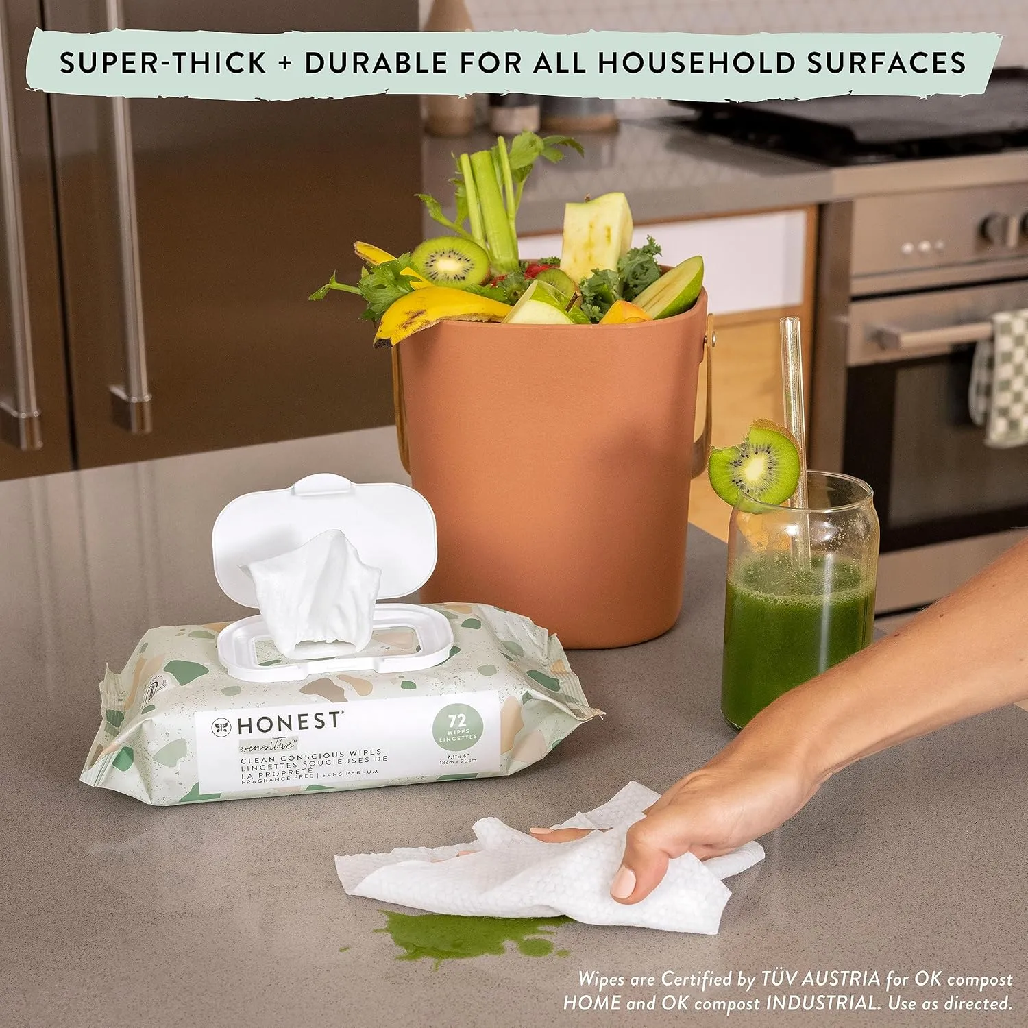 The Honest Company Clean Conscious Multi-Use Wipes | Hypoallergenic   Unscented for Sensitive Skin | Over 99% Water, Compostable, Plant Based, Baby Wipes | Balance Blues, 288 Count