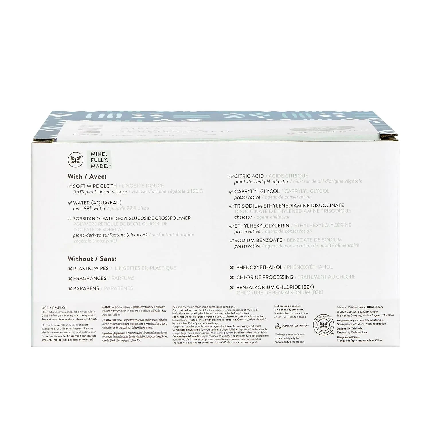 The Honest Company Clean Conscious Multi-Use Wipes | Hypoallergenic   Unscented for Sensitive Skin | Over 99% Water, Compostable, Plant Based, Baby Wipes | Balance Blues, 288 Count