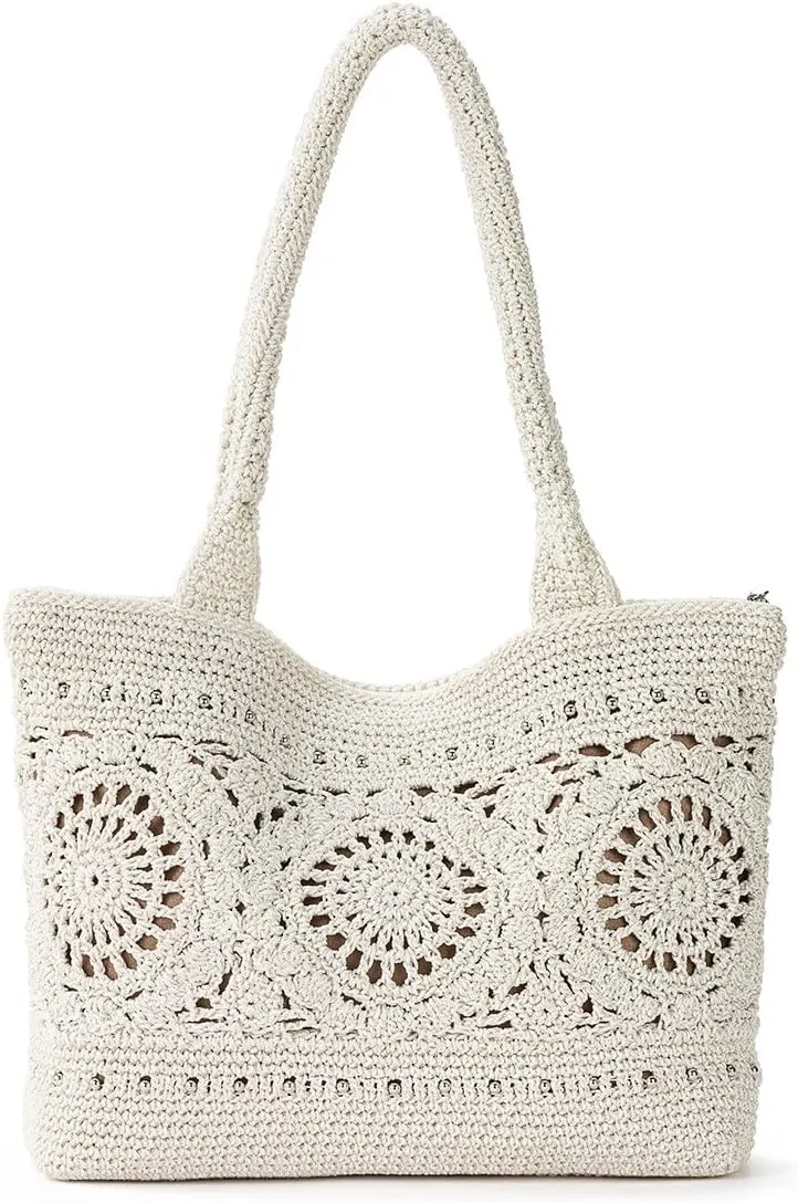 The Sak Crafted Classics Tote Bag - Hand Crochet Women's Purse For Everyday, Travel, Beach Bag - Carryall Shoulder Bag Straps
