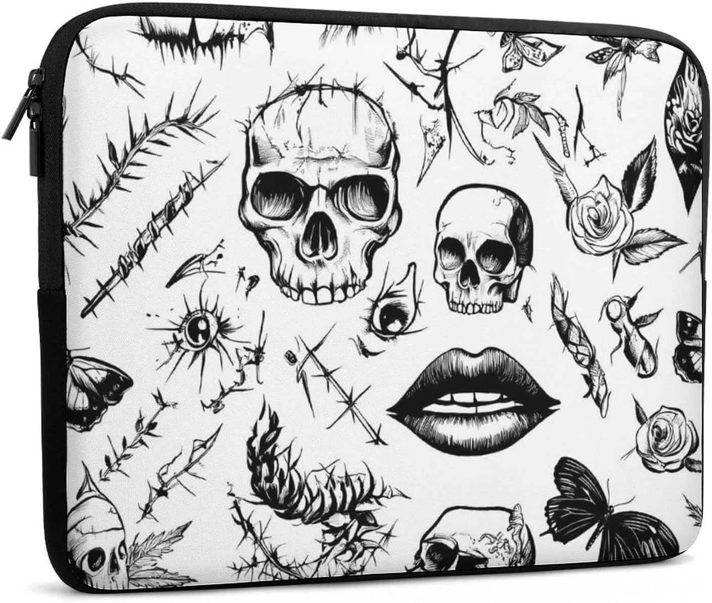 Thorn Skulls Roses Patch Eyes Casual Laptop Bag Sleeve Cover Computer Carrying Case for Office Travel 15inch