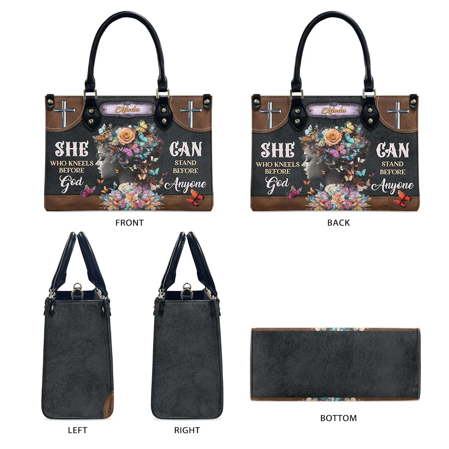 THUYPT Personalized Religious Leather Handbags, Bible Verse Tote Faith Gift for Women, Christian Tote Bag, Religious Gift for Her, Handbag with Ziplock (06)