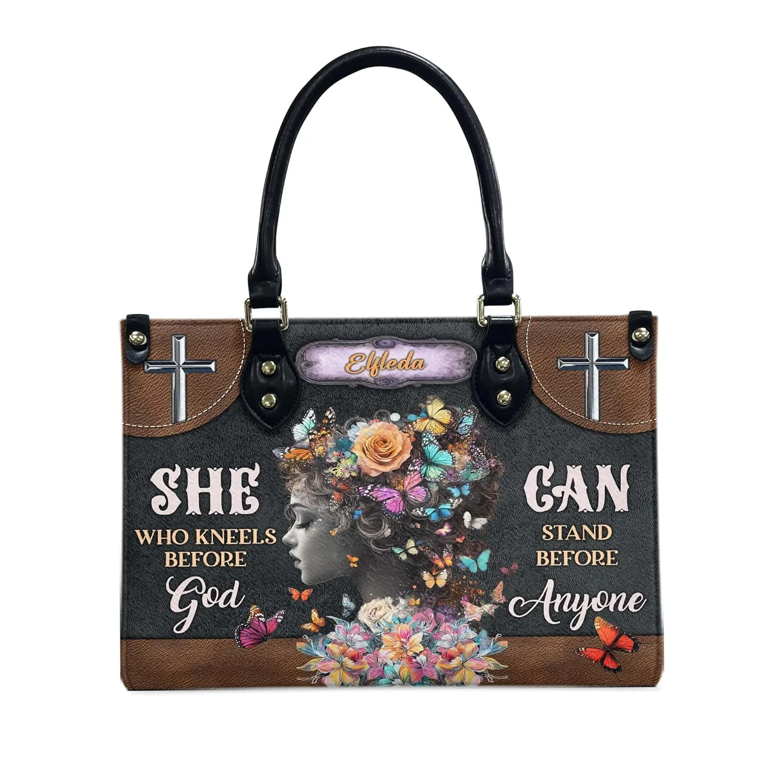 THUYPT Personalized Religious Leather Handbags, Bible Verse Tote Faith Gift for Women, Christian Tote Bag, Religious Gift for Her, Handbag with Ziplock (06)