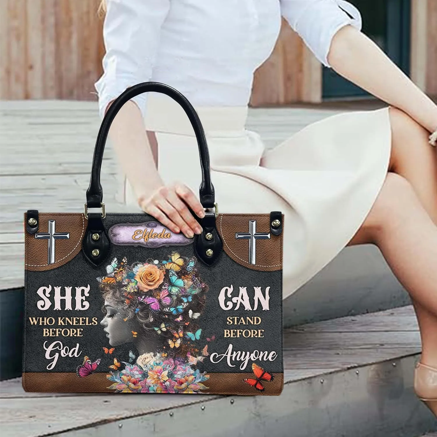 THUYPT Personalized Religious Leather Handbags, Bible Verse Tote Faith Gift for Women, Christian Tote Bag, Religious Gift for Her, Handbag with Ziplock (06)