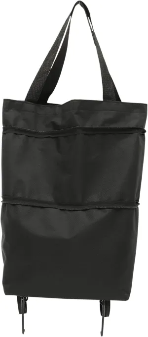 TIDTALEO Storage Bag with Wheels Grocery Cart Bags Shopping Foldable Tote Bag Large Foldable Grocery Bags Collapsible Trolley Bag High Capacity Oxford Cloth Laundry Basket Travel, 42X16CM, Black