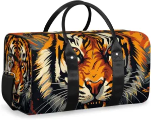 Tiger Head Travel Duffle Bag for Women Men Gym Duffel Foldable Bag Waterproof Weekender Powerful Animals Duffle Tote