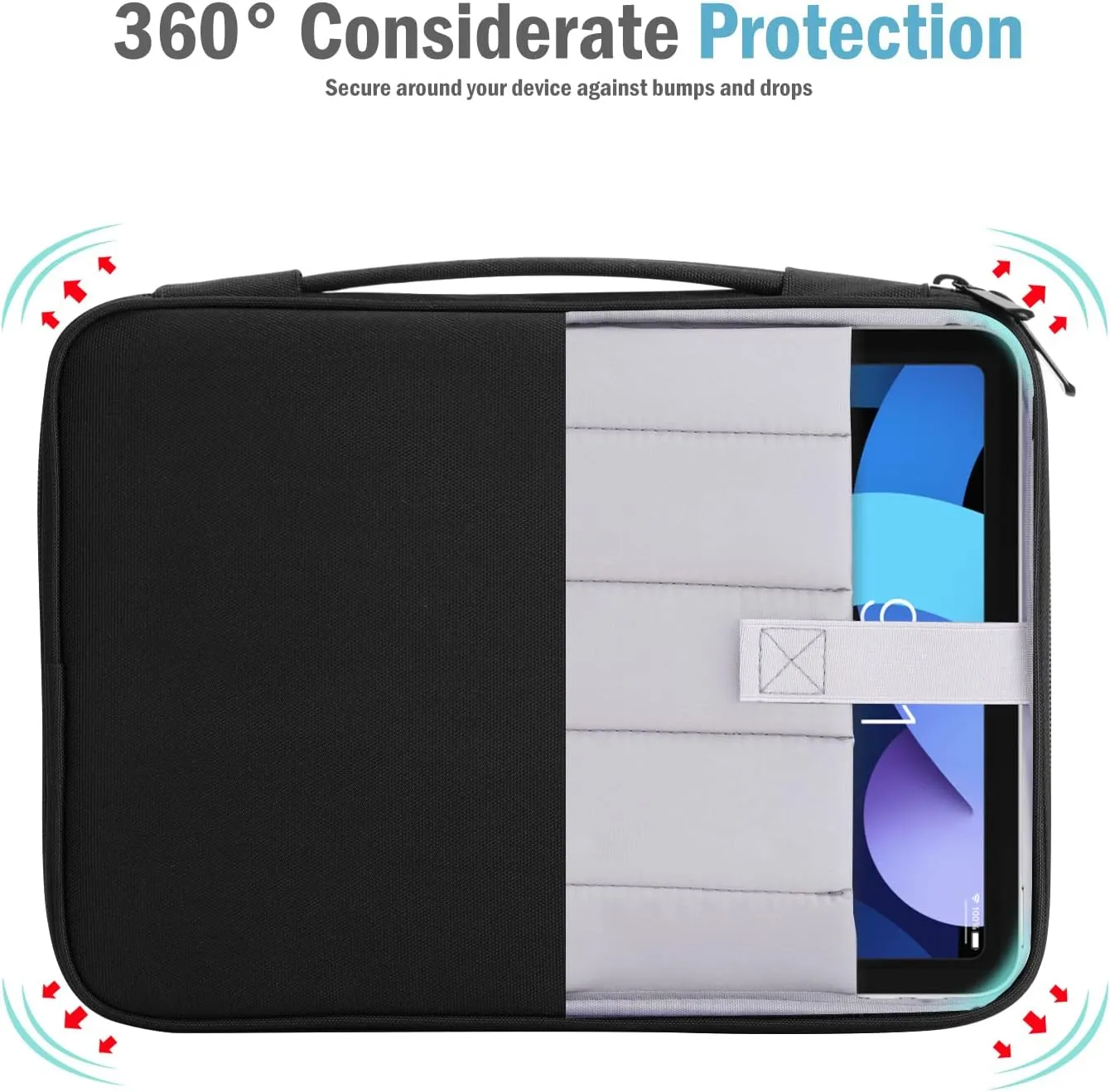TiMOVO 9-11" Tablet Sleeve for iPad 11-inch A16 2025, iPad 10th Gen. 10.9", iPad 10.2", iPad Air 11/5th/4th Gen. 10.9", Galaxy Tab A9 Plus 11", Protective Bag with Pockets, Black