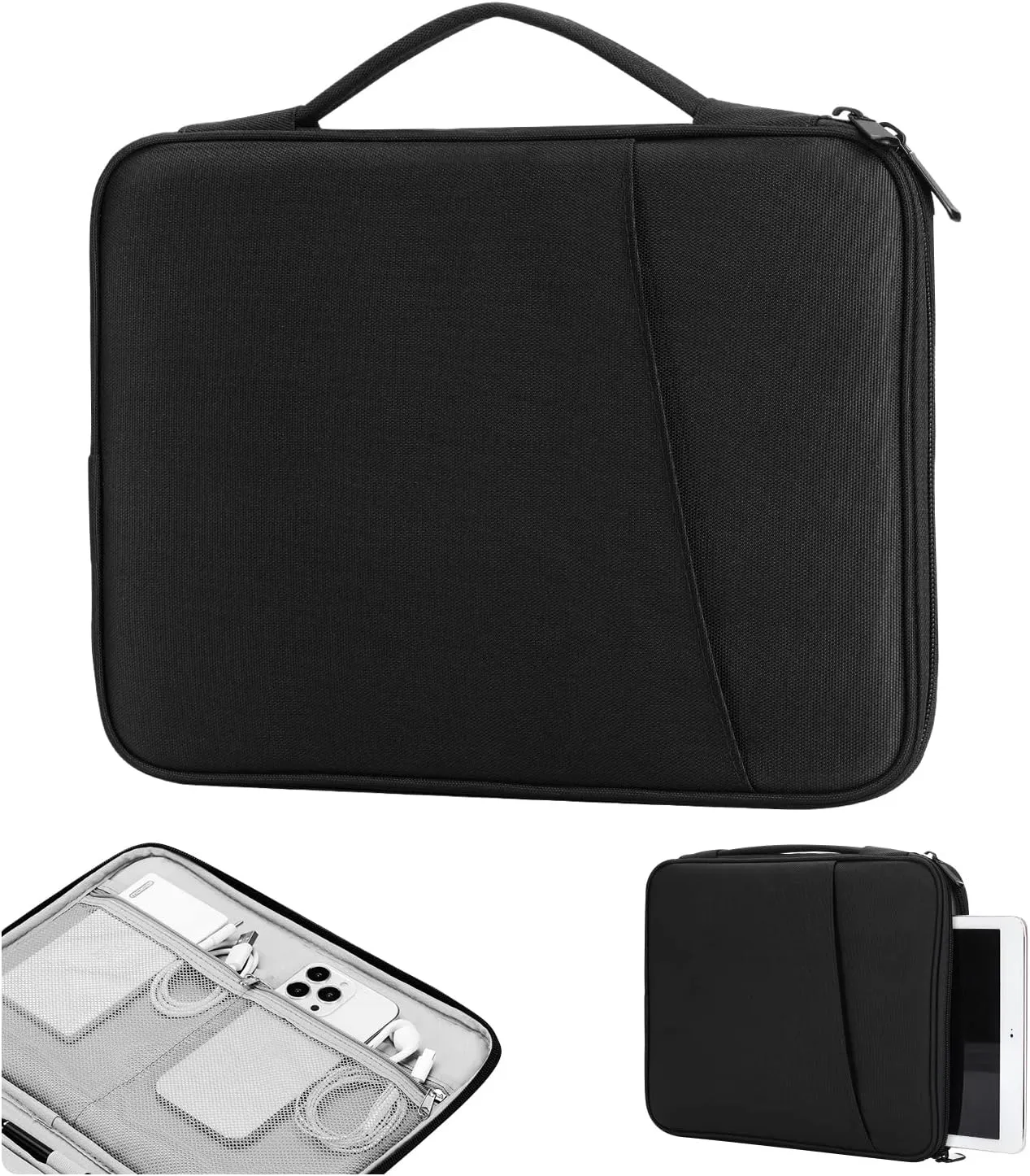 TiMOVO 9-11" Tablet Sleeve for iPad 11-inch A16 2025, iPad 10th Gen. 10.9", iPad 10.2", iPad Air 11/5th/4th Gen. 10.9", Galaxy Tab A9 Plus 11", Protective Bag with Pockets, Black