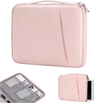 TiMOVO 9-11" Tablet Sleeve for iPad 11-inch A16 2025, iPad 10th Gen. 10.9", iPad 10.2", iPad Air 11/5th/4th Gen. 10.9", Galaxy Tab A9 Plus 11", Protective Bag with Pockets, Pink