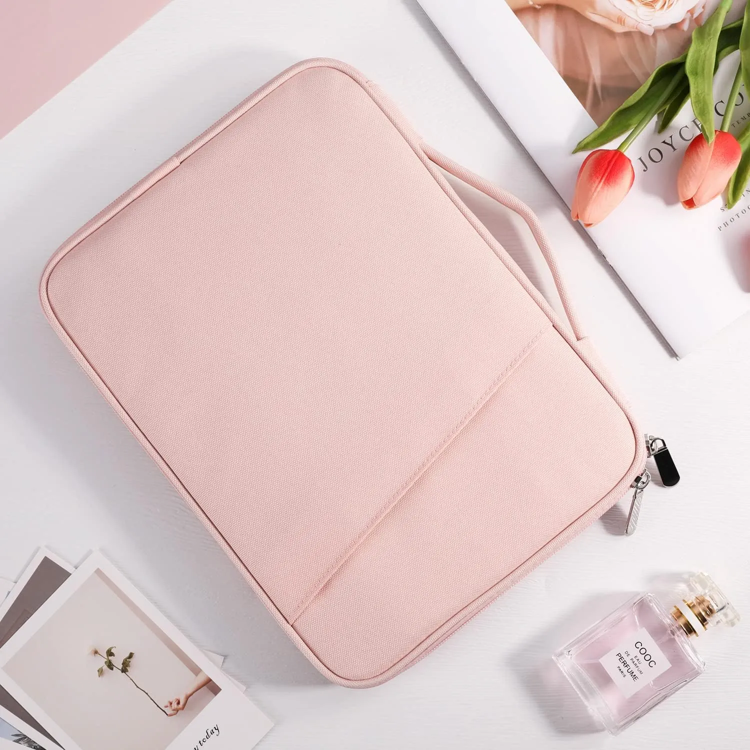 TiMOVO 9-11" Tablet Sleeve for iPad 11-inch A16 2025, iPad 10th Gen. 10.9", iPad 10.2", iPad Air 11/5th/4th Gen. 10.9", Galaxy Tab A9 Plus 11", Protective Bag with Pockets, Pink