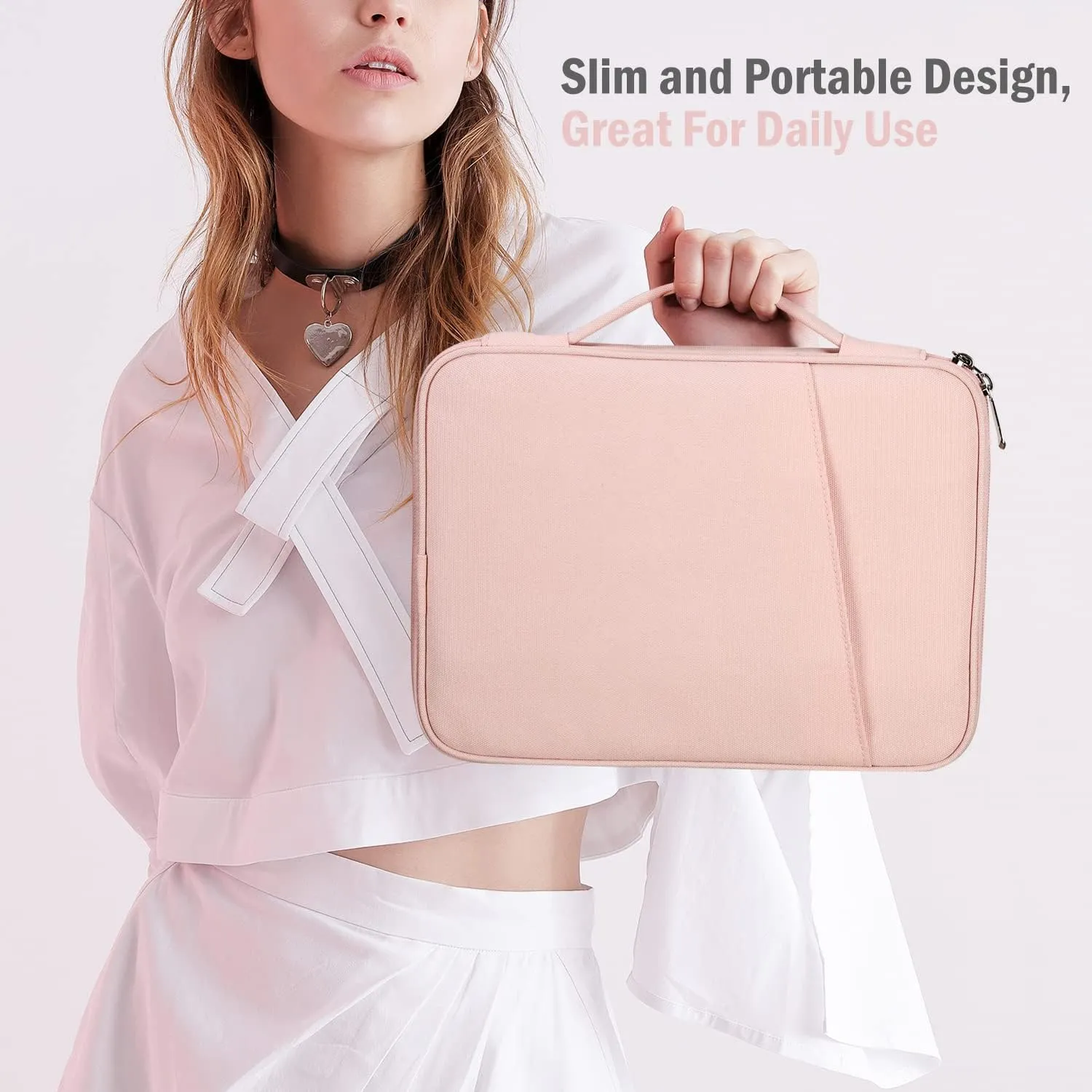 TiMOVO 9-11" Tablet Sleeve for iPad 11-inch A16 2025, iPad 10th Gen. 10.9", iPad 10.2", iPad Air 11/5th/4th Gen. 10.9", Galaxy Tab A9 Plus 11", Protective Bag with Pockets, Pink