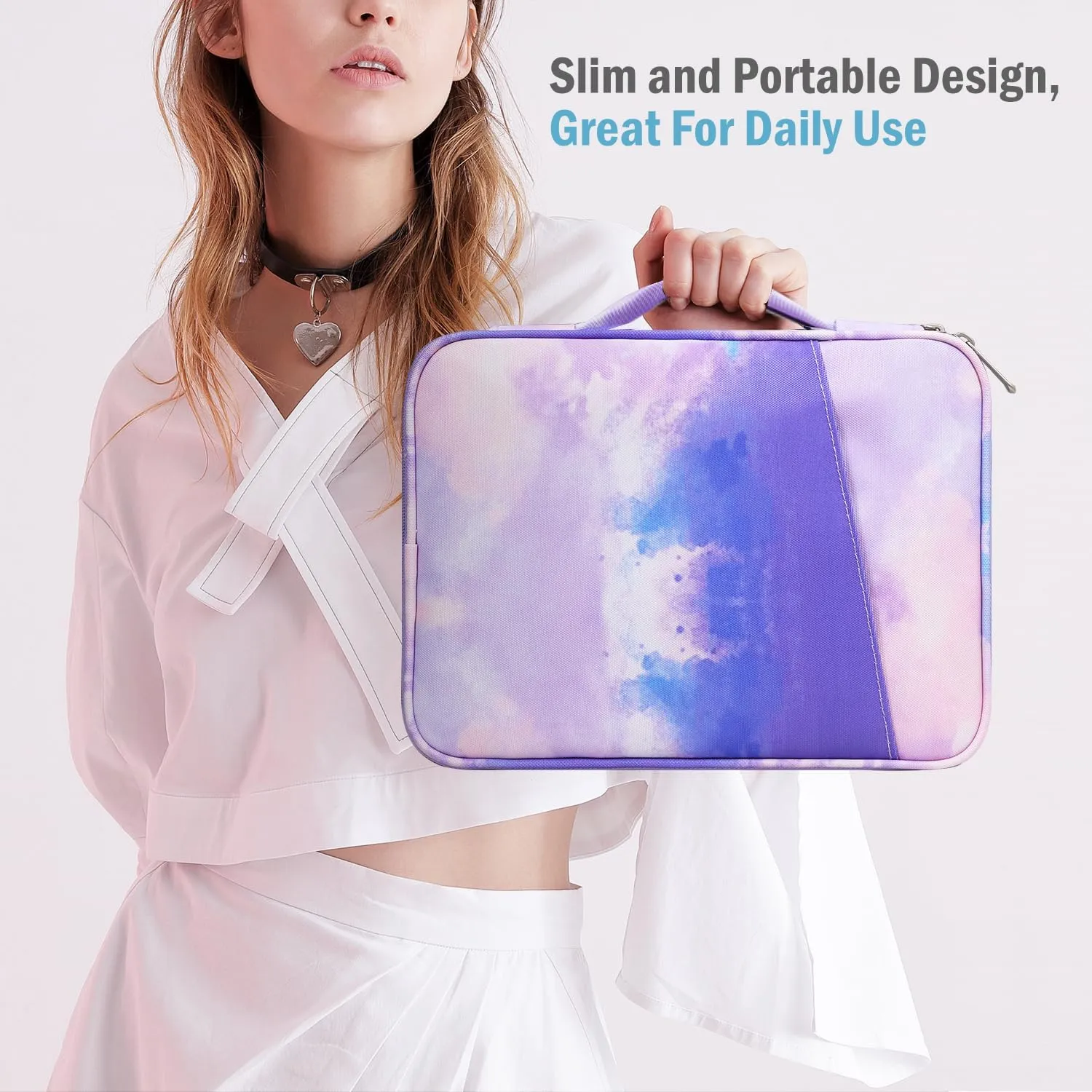 TiMOVO 9-11" Tablet Sleeve for iPad 11-inch A16 2025, iPad 10th Gen. 10.9", iPad 10.2", iPad Air 11/5th/4th Gen. 10.9", Galaxy Tab A9 Plus 11", Protective Bag with Pockets, Watercolor Purple