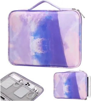 TiMOVO 9-11" Tablet Sleeve for iPad 11-inch A16 2025, iPad 10th Gen. 10.9", iPad 10.2", iPad Air 11/5th/4th Gen. 10.9", Galaxy Tab A9 Plus 11", Protective Bag with Pockets, Watercolor Purple
