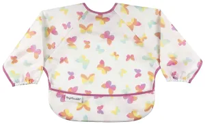 Tiny Twinkle Mess Proof Baby Bib|Waterproof Smock Bib for Eating,Machine Washable Full Sleeve with Pocket(Butterflies, Small 6-24 Months)