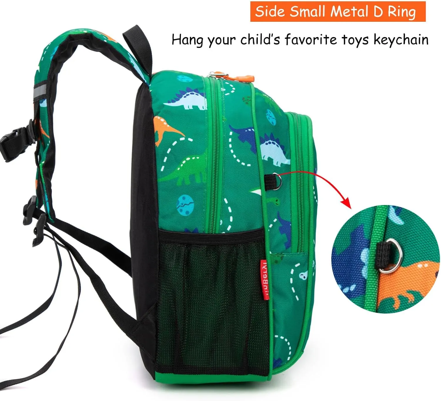 Toddler Backpack for Boys, 12 Inch Kids Dinosaur Backpack for Preschool or Kindergarten, Green
