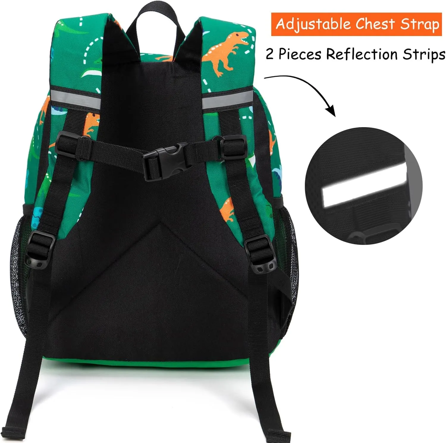 Toddler Backpack for Boys, 12 Inch Kids Dinosaur Backpack for Preschool or Kindergarten, Green