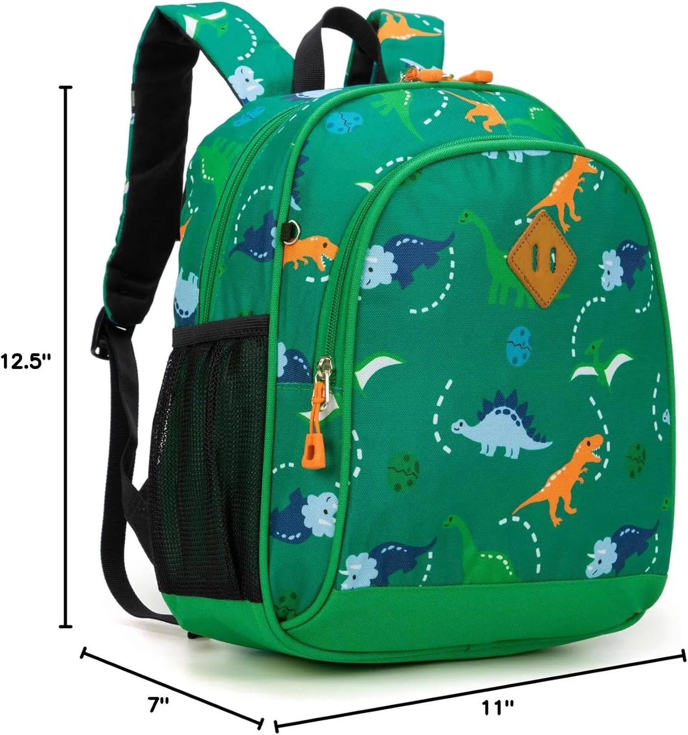 Toddler Backpack for Boys, 12 Inch Kids Dinosaur Backpack for Preschool or Kindergarten, Green