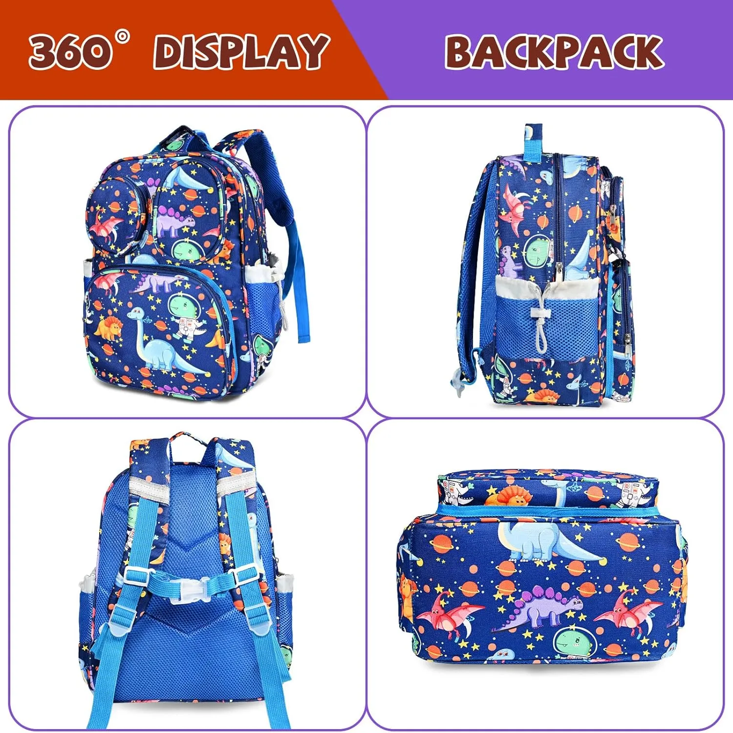 Toddler Backpack for Boys 4 , Lightweight 14” Kids Bookbags with Chest Buckle for Preschool,Travel,Kindergarten,Elementary, Durable & Water-Resistant Fabric,Blue